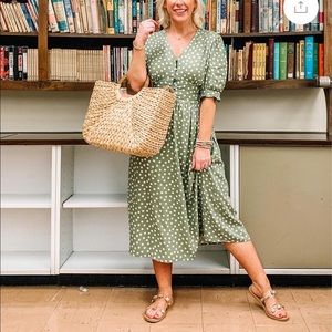 Time and Tru green polka dot dress